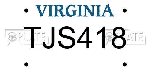TJS418 Virginia License Plate