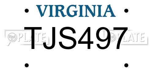 TJS497 Virginia License Plate