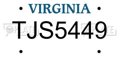 TJS5449 Virginia License Plate