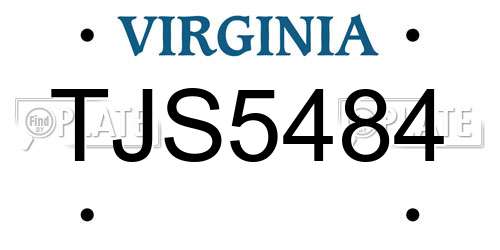 TJS5484 Virginia License Plate