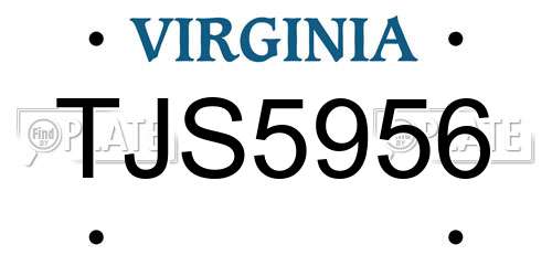 TJS5956 Virginia License Plate