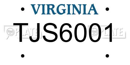 TJS6001 Virginia License Plate