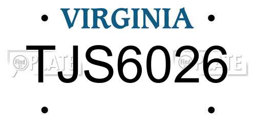 TJS6026 Virginia License Plate