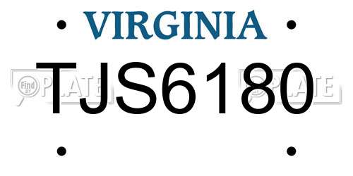 TJS6180 Virginia License Plate