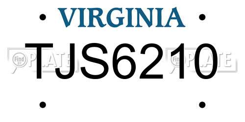 TJS6210 Virginia License Plate