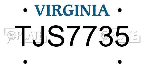 TJS7735 Virginia License Plate