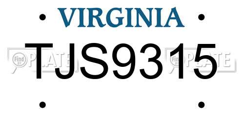 TJS9315 Virginia License Plate