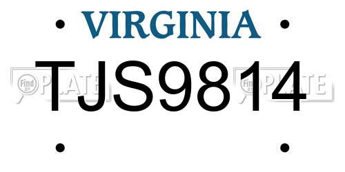 TJS9814 Virginia License Plate