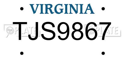 TJS9867 Virginia License Plate