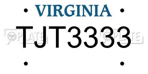 TJT3333 Virginia License Plate