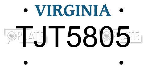 TJT5805 Virginia License Plate