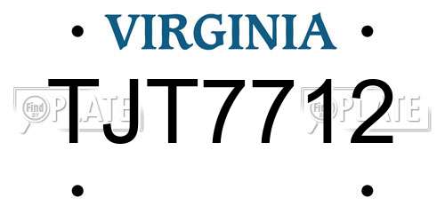 TJT7712 Virginia License Plate