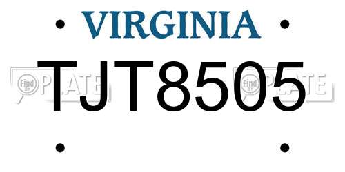 TJT8505 Virginia License Plate