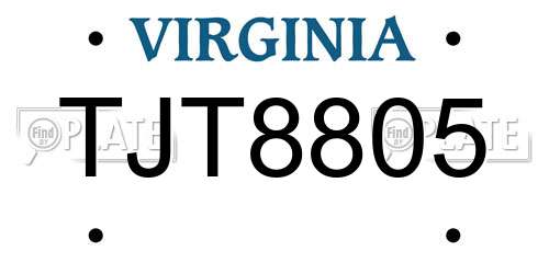 TJT8805 Virginia License Plate