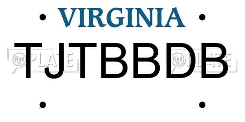 TJTBBDB Virginia License Plate