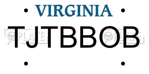 TJTBBOB Virginia License Plate