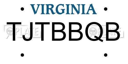 TJTBBQB Virginia License Plate