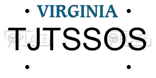 TJTSSOS Virginia License Plate