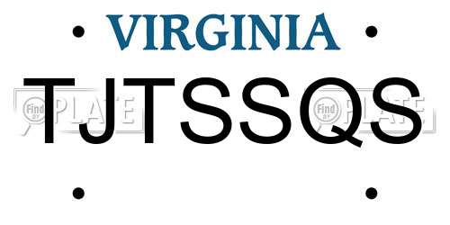 TJTSSQS Virginia License Plate