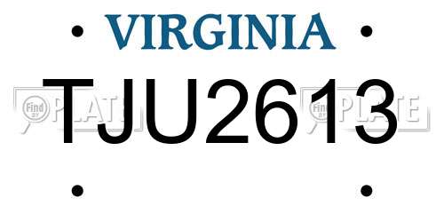 TJU2613 Virginia License Plate