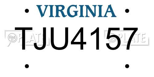 TJU4157 Virginia License Plate