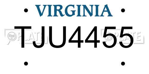 TJU4455 Virginia License Plate