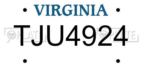 TJU4924 Virginia License Plate