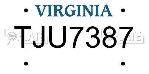 TJU7387 Virginia License Plate