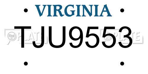 TJU9553 Virginia License Plate