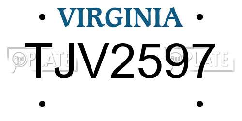 TJV2597 Virginia License Plate