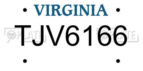 TJV6166 Virginia License Plate