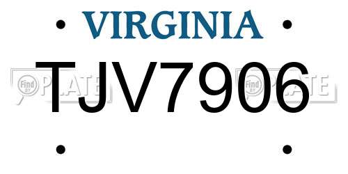 TJV7906 Virginia License Plate