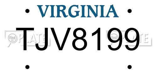TJV8199 Virginia License Plate