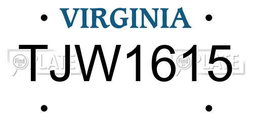 TJW1615 Virginia License Plate