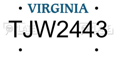 TJW2443 Virginia License Plate
