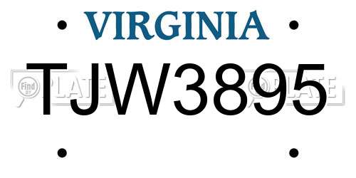 TJW3895 Virginia License Plate