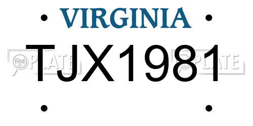 TJX1981 Virginia License Plate