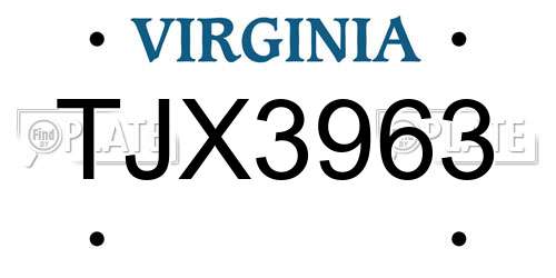 TJX3963 Virginia License Plate