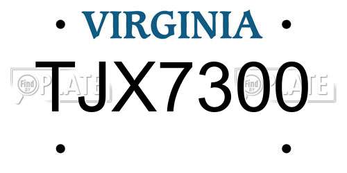 TJX7300 Virginia License Plate
