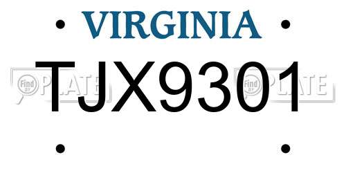 TJX9301 Virginia License Plate