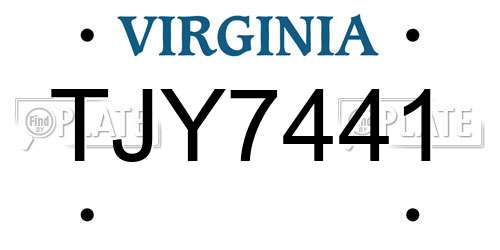 TJY7441 Virginia License Plate
