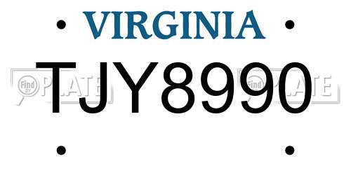 TJY8990 Virginia License Plate