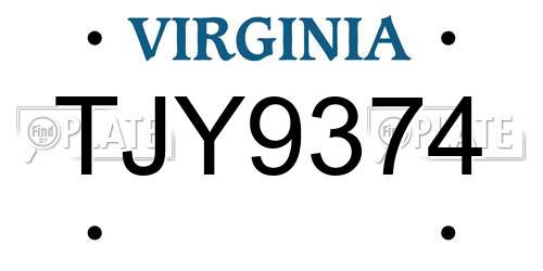 TJY9374 Virginia License Plate
