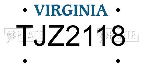 TJZ2118 Virginia License Plate