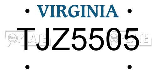TJZ5505 Virginia License Plate