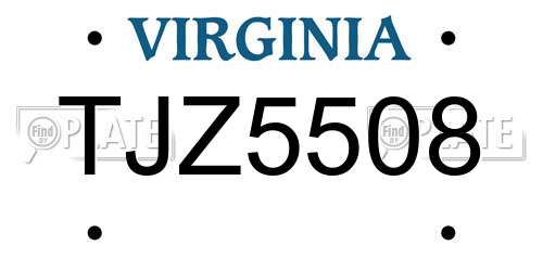 TJZ5508 Virginia License Plate