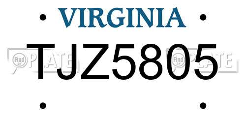 TJZ5805 Virginia License Plate