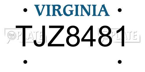 TJZ8481 Virginia License Plate