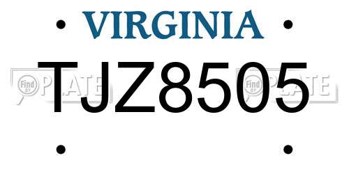 TJZ8505 Virginia License Plate