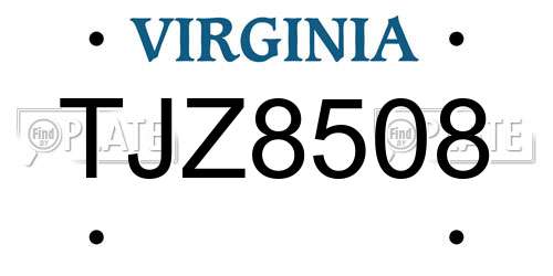 TJZ8508 Virginia License Plate
